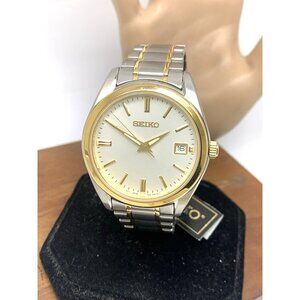 Seiko Men's Watch SUR312 Quartz Silver Dial Date Two Tone Stainless Steel 40mm